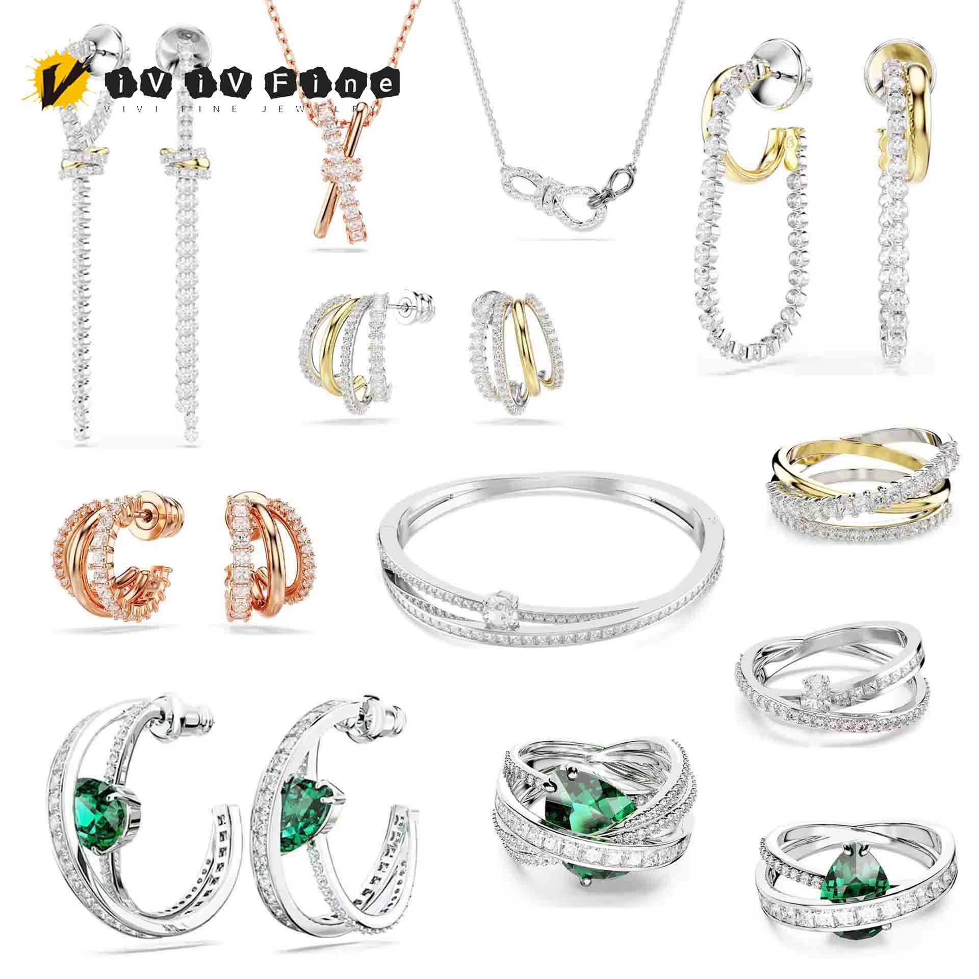 Layered Necklace Set - طقم مجوهرات أنيق جديد بتصميم هندسي