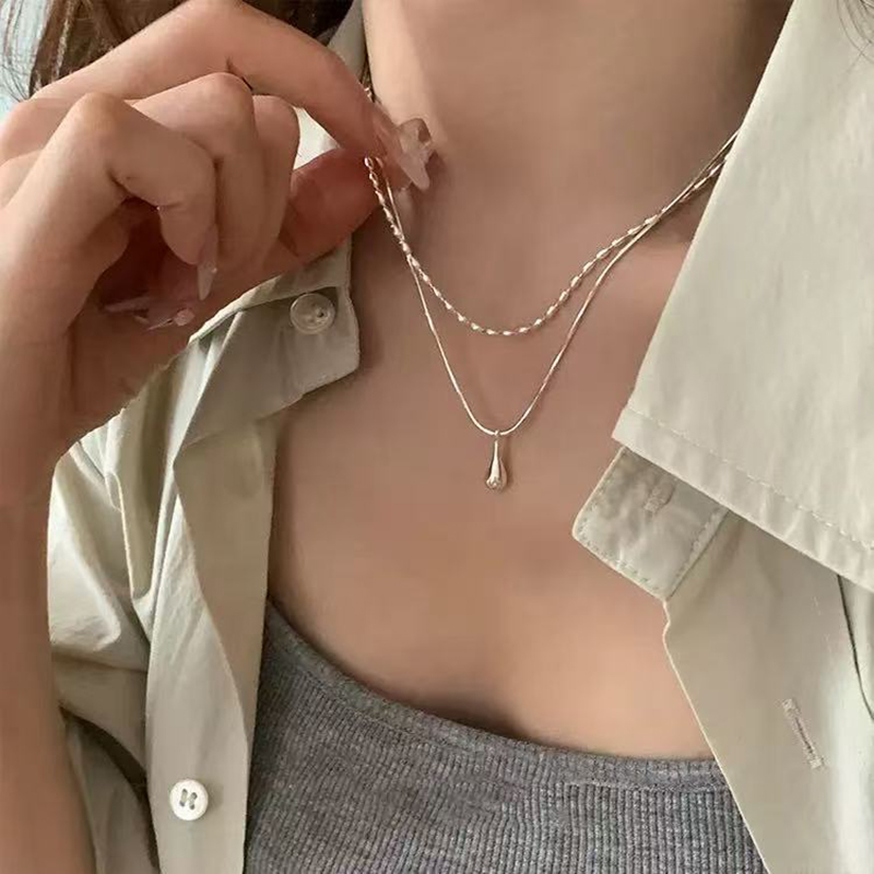 حقيقي 925 فضة مزدوجة الطبقات س - مراجعة Layered Necklace Set وسعره