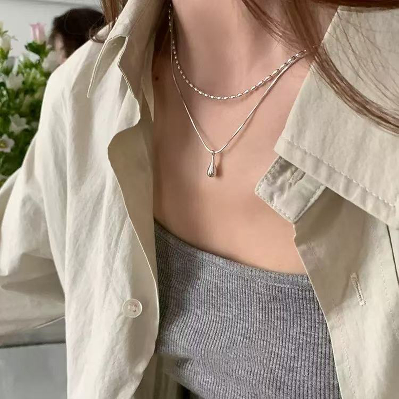 حقيقي 925 فضة مزدوجة الطبقات س - مراجعة Layered Necklace Set وسعره