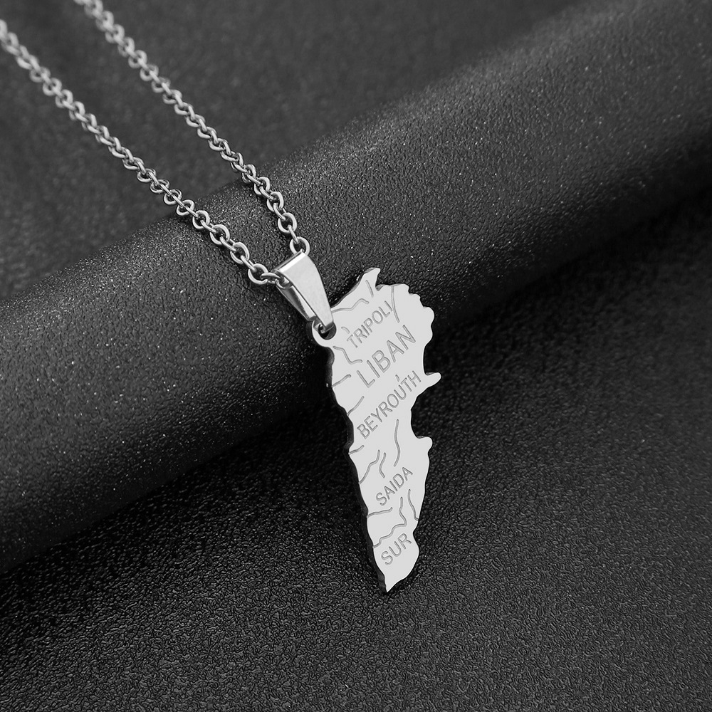 قلادة خريطة لبنان من الفولاذ ا - مراجعة Women Accessories Lebanon وسعره