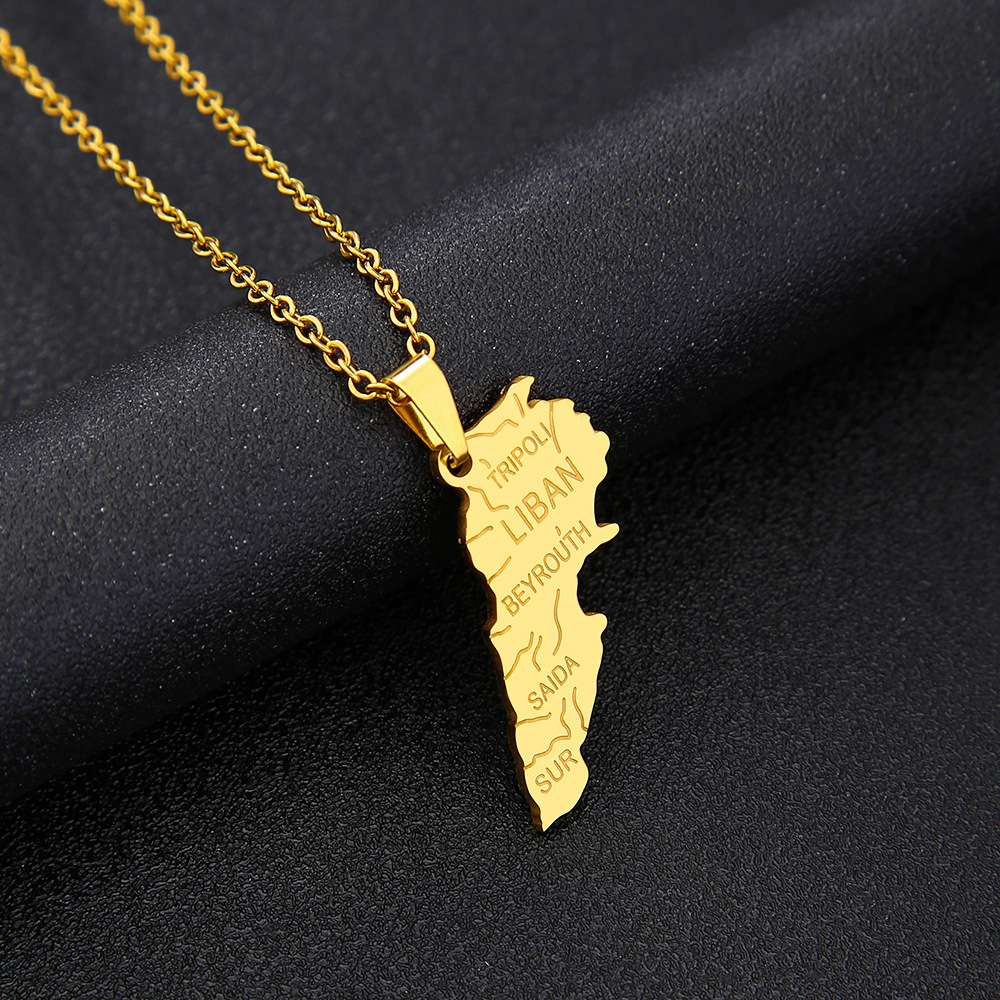 قلادة خريطة لبنان من الفولاذ ا - مراجعة Women Accessories Lebanon وسعره