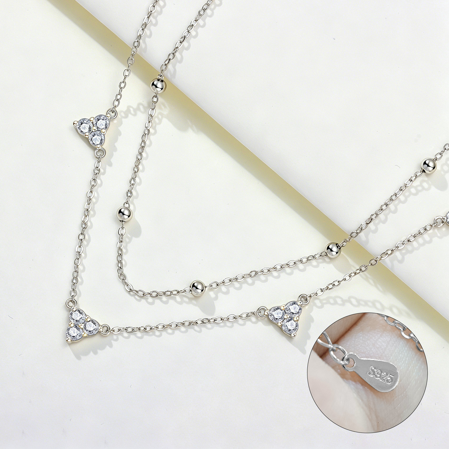 قلادة PANPOKI925 من الفضة الإس - مراجعة Layered Necklace Set وسعره