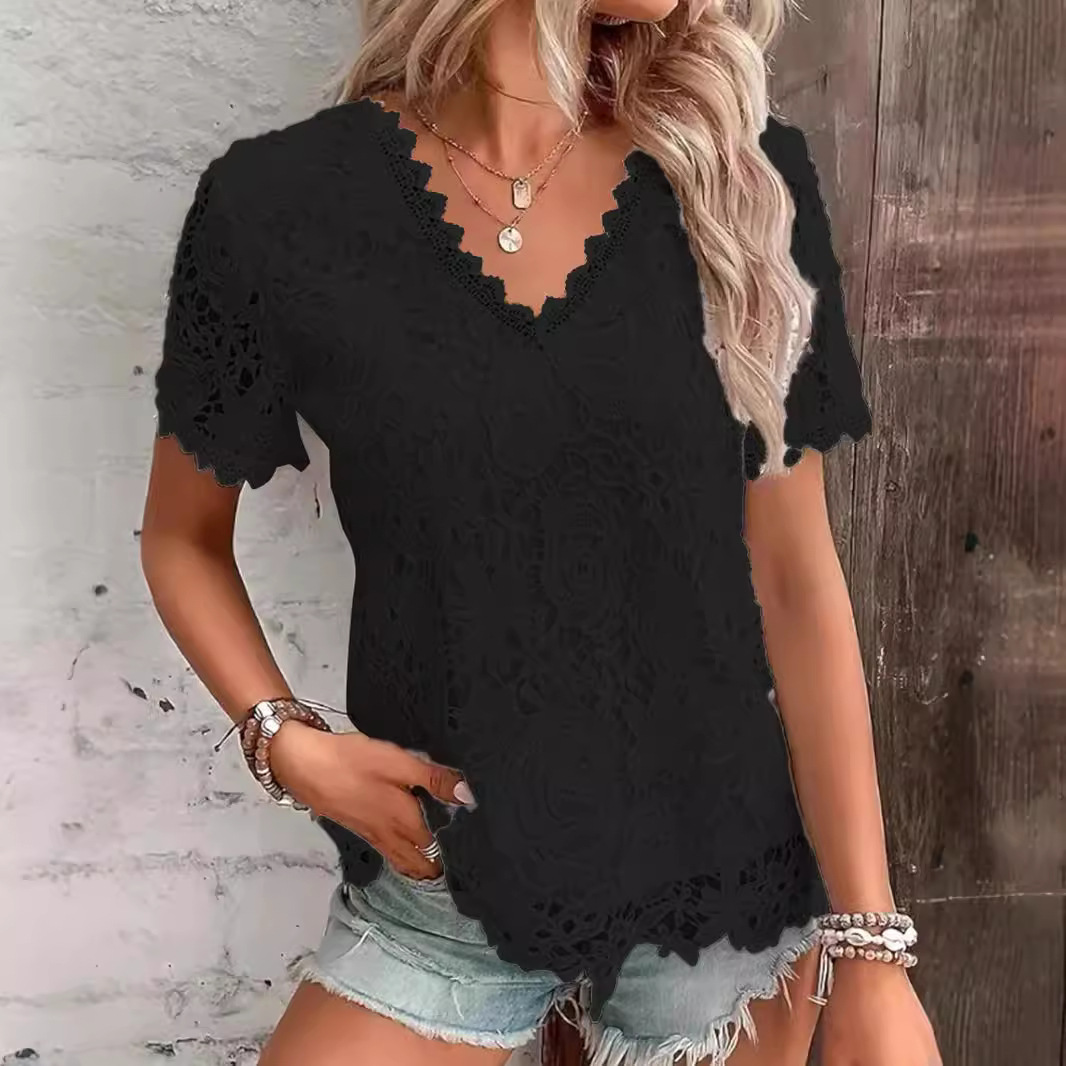 قميص نسائي صيفي أبيض بأكمام قص - مراجعة Layered Necklace Set وسعره