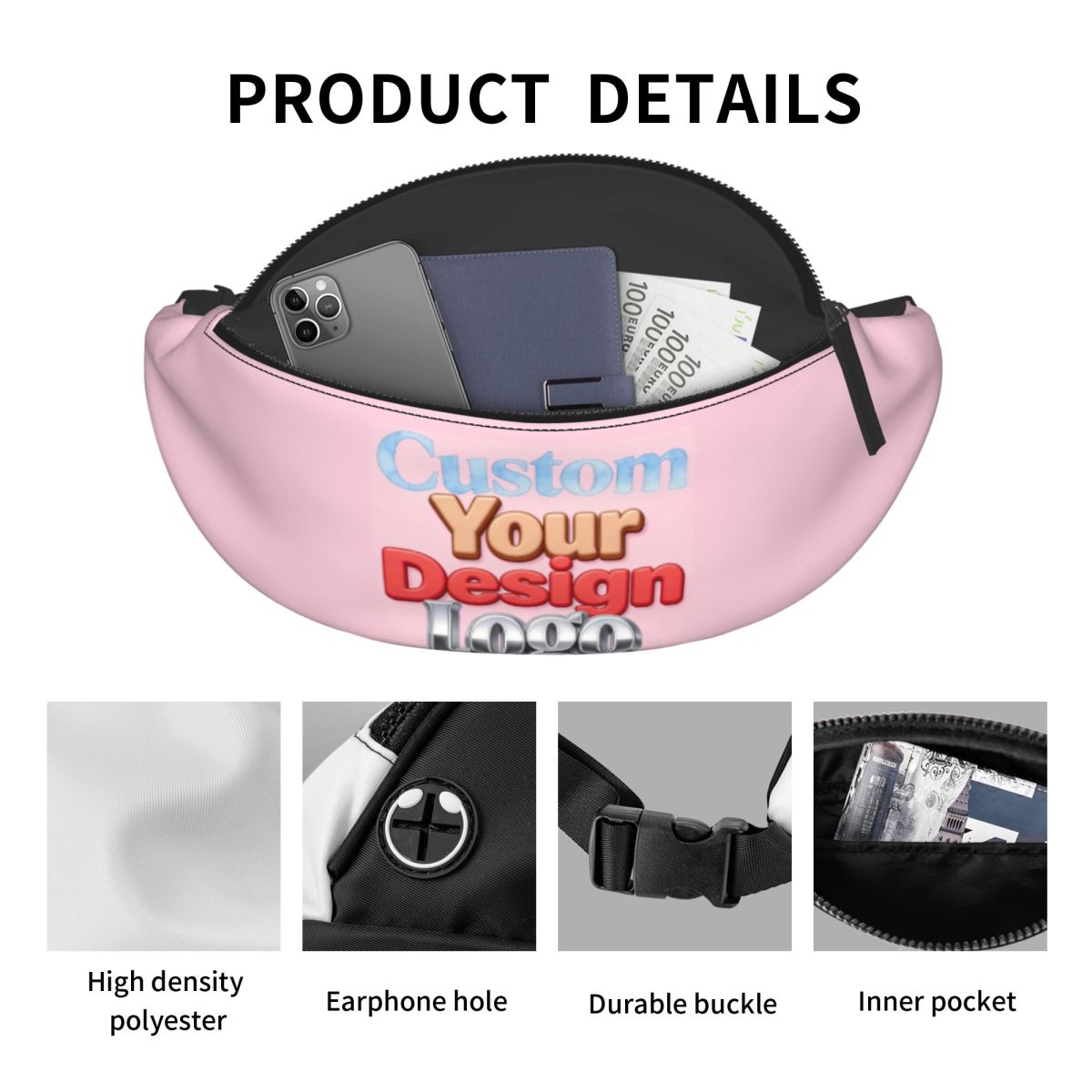 حقيبة خصر مخصصة بتصميمك الخاص  - مراجعة Women Accessories Logo Design وسعره