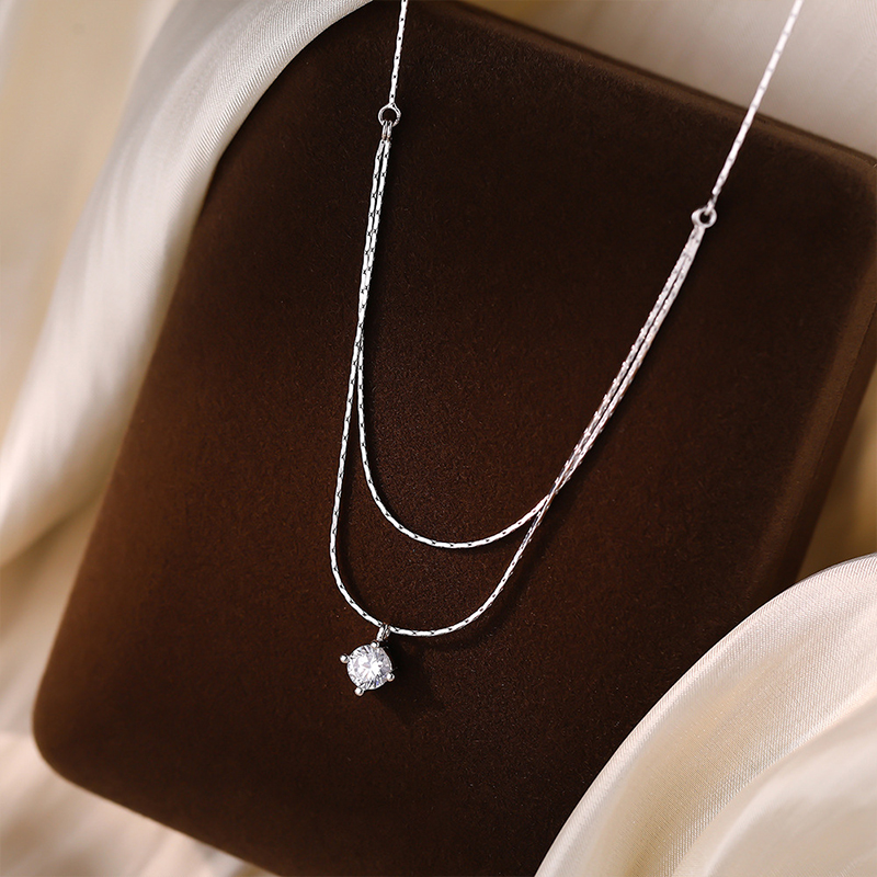 925 فضة أربعة مخلب الزركون قلا - مراجعة Layered Necklace Set وسعره